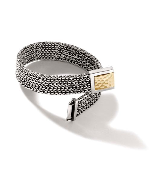 John Hardy Metallic Rata Chain 12mm Bracelet In Sterling Silver/18k Gold for men