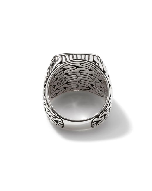 John Hardy Gray Carved Chain Signet Ring In Sterling Silver for men