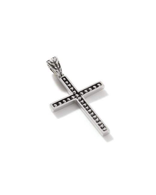 John Hardy Metallic Jawan Cross Pendant Necklace In Sterling Silver for men
