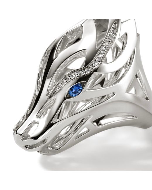 John Hardy White Naga Ring In Sterling Silver for men