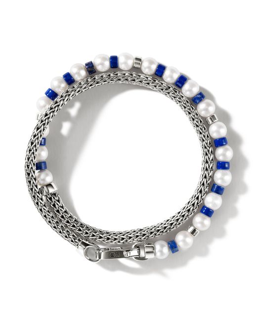 John Hardy Blue Colorblock Wrap Bracelet In Sterling Silver, Large
