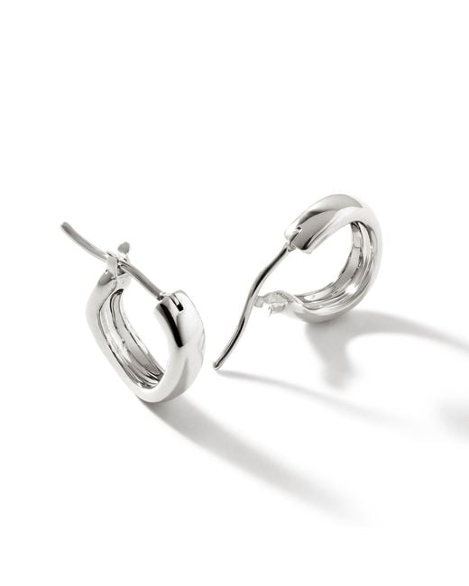 John Hardy White Surf Huggie Earrings, 12Mm