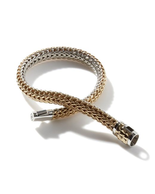 John Hardy Metallic Classic Chain Reversible Bracelet In Sterling Silver/18k Gold for men