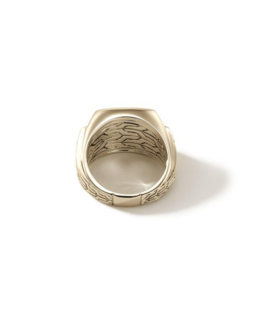John Hardy Metallic Carved Signet Ring In 14k Yellow Gold for men