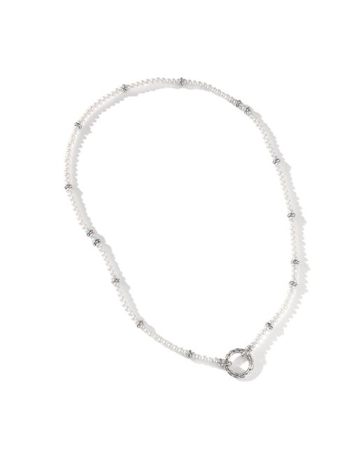 John Hardy Metallic Pearl Necklace In Sterling Silver