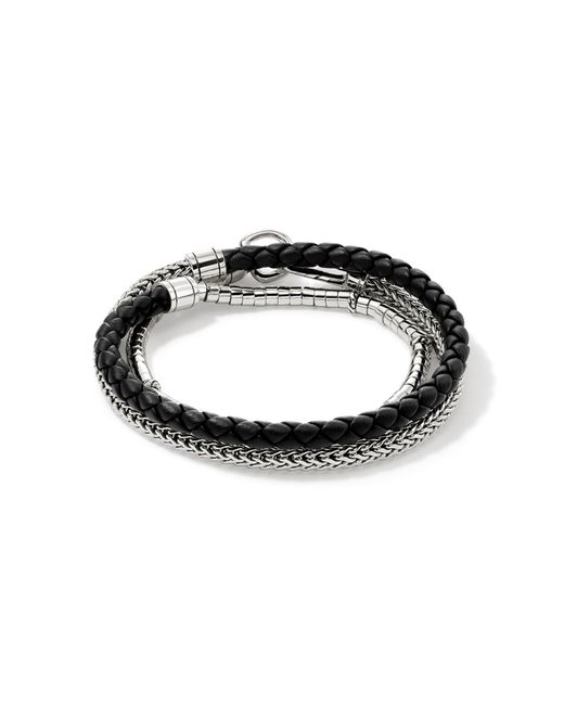 John Hardy Metallic Heishi Chain Wrap Bracelet In Sterling Silver, Black, Large for men
