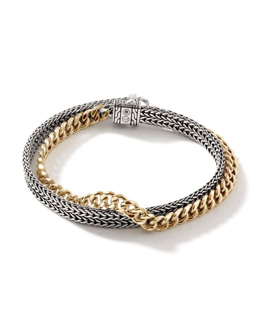 John Hardy Metallic Rata Curb Chain Wrap Bracelet In Sterling Silver/18k Gold for men