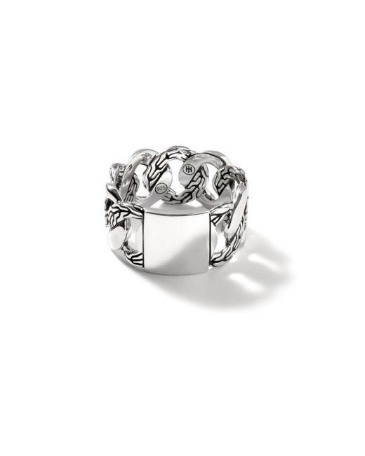 John Hardy White Curb Link Band Ring In Sterling Silver