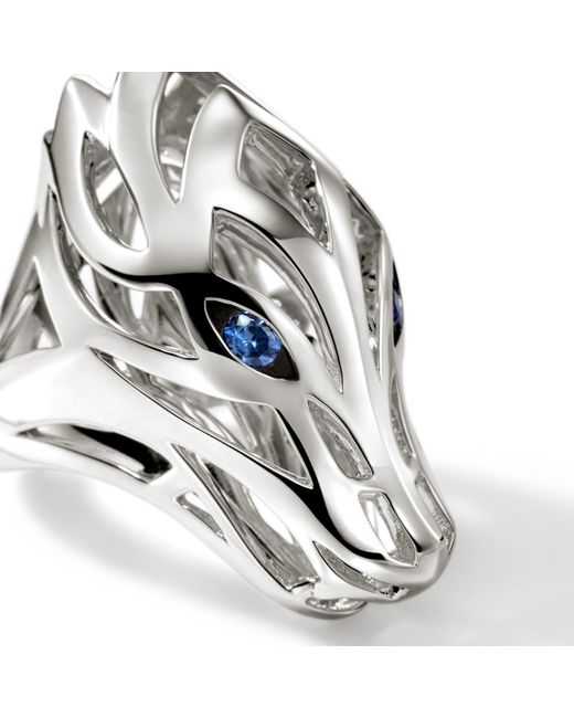 John Hardy White Naga Saddle Ring In Sterling Silver for men