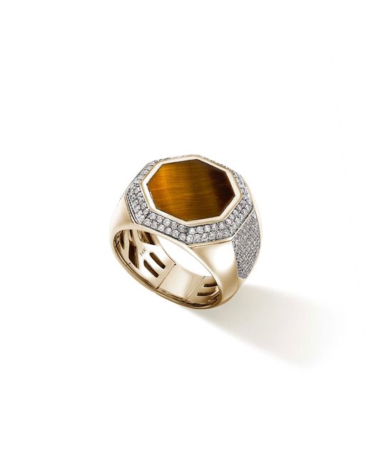 John Hardy Metallic Signet Ring In 14k Yellow Gold for men