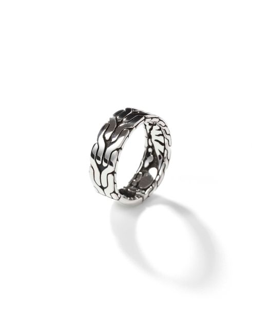 John Hardy White Carved Chain Band Ring In Sterling Silver for men