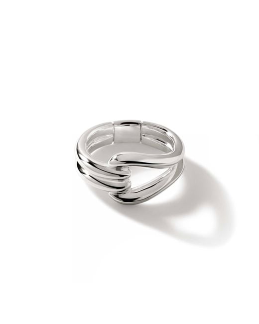 John Hardy White Surf Link Ring In Sterling Silver for men