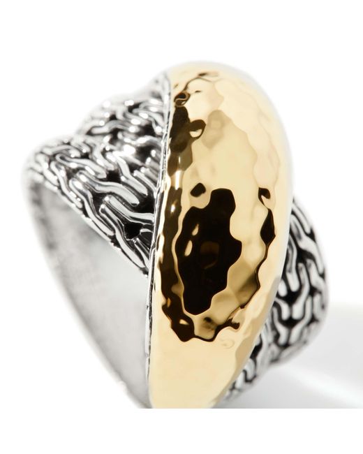 John Hardy Metallic Palu Crossover Ring In Sterling Silver/18k Gold for men