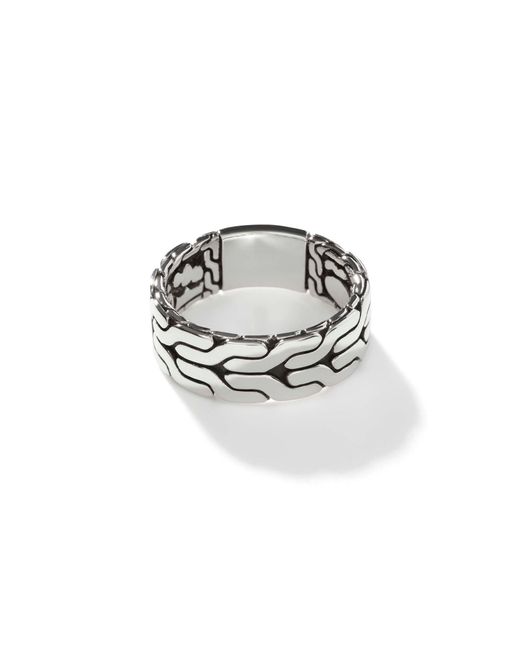 John Hardy White Carved Chain Band Ring In Sterling Silver for men