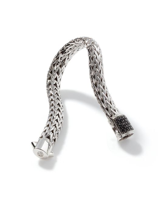 John Hardy Metallic Classic Chain 6.5mm-10.5mm Pavé Bracelet In Sterling Silver