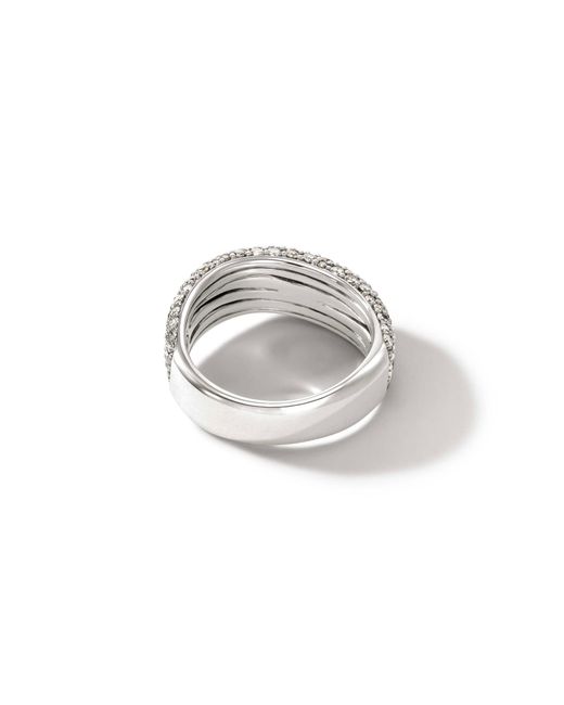John Hardy White Surf 8mm Pavé Band Ring In Sterling Silver