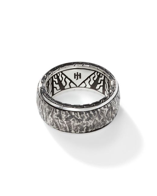 John Hardy Metallic Reticulated Rotating Band Ring In Sterling Silver for men