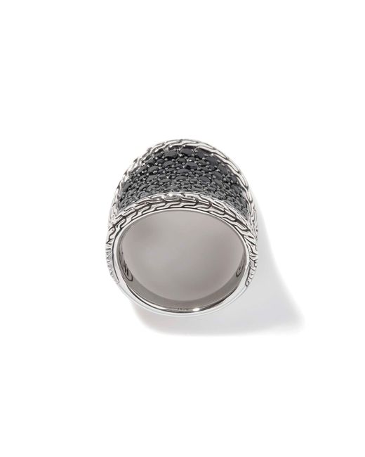 John Hardy Black Classic Chain Saddle Ring In Sterling Silver