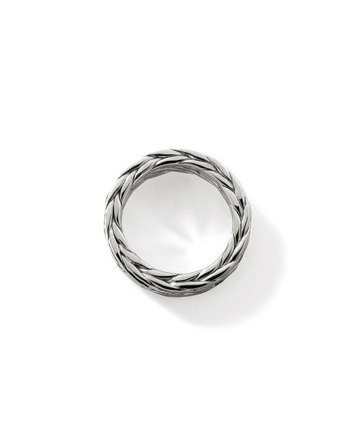 John Hardy White Hammered Ring In Sterling Silver for men
