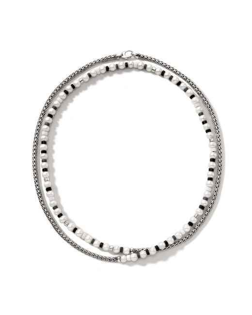 John Hardy Metallic Colorblock Pearl 3.5mm Necklace In Sterling Silver