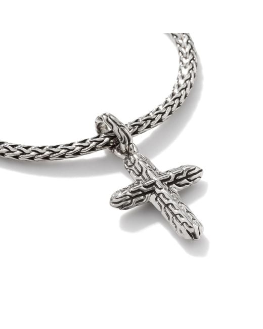 John Hardy Metallic Classic Chain Cross Charm Bracelet In Sterling Silver for men