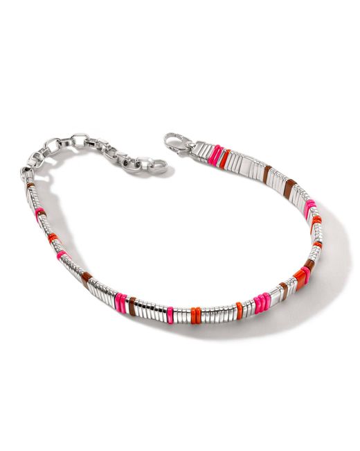 John Hardy Red Colorblock Choker Necklace In Sterling Silver for men