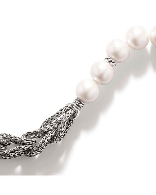 John Hardy Metallic Asli Link Chain Pearl Bracelet In Sterling Silver