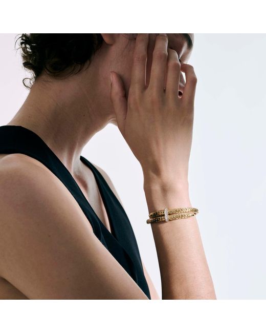 John Hardy Metallic Spear Pavé Flex Cuff Bracelet In 14k Gold for men