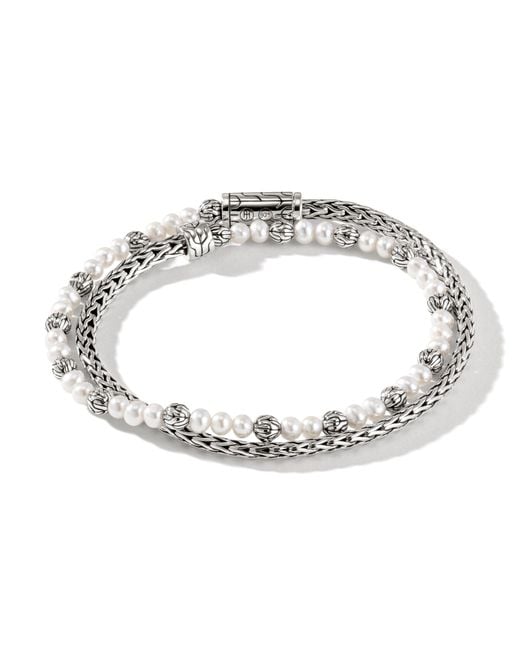 John Hardy Metallic Pearl Wrap Bracelet In Sterling Silver for men