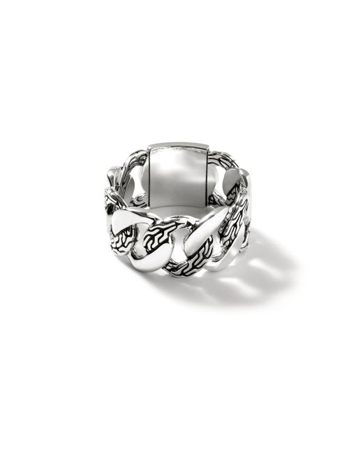 John Hardy White Curb Link Band Ring In Sterling Silver