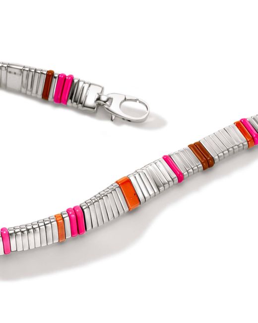 John Hardy Red Colorblock Choker Necklace In Sterling Silver