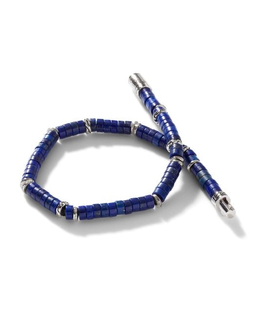 John Hardy Blue Heishi 4mm Beaded Bracelet In Sterling Silver