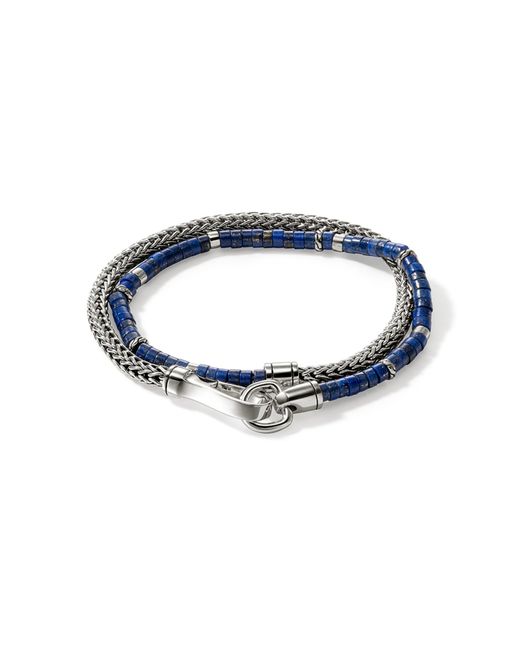 John Hardy Blue Heishi Chain Wrap Bracelet In Sterling Silver, Large for men