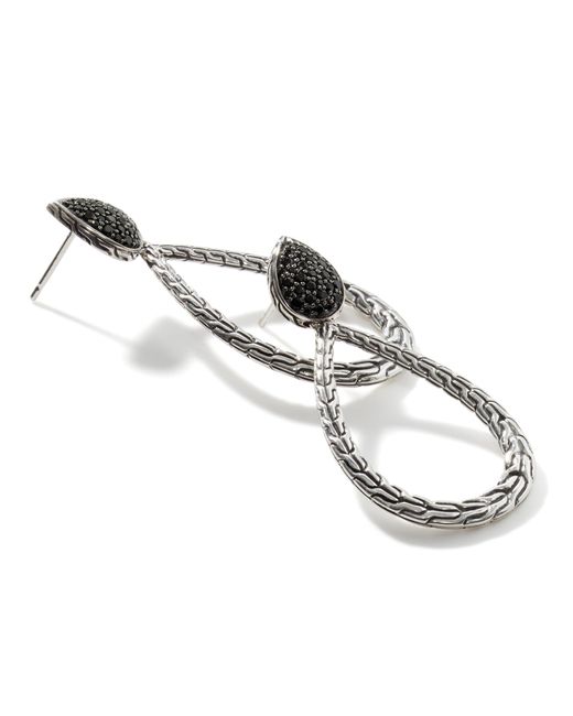 John Hardy Metallic Carved Chain Drop Earring In Sterling Silver