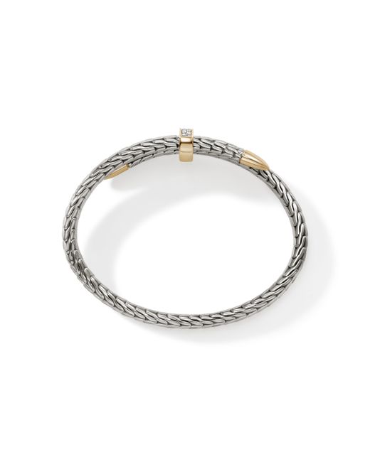 John Hardy Metallic Spear Pavé Flex Cuff Bracelet In Sterling Silver & 14k Gold for men