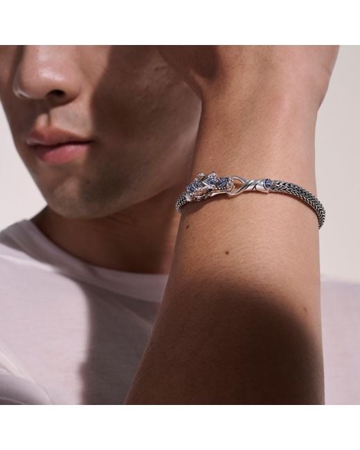 John Hardy Metallic Legends Naga 5mm Station Bracelet In Sterling Silver for men