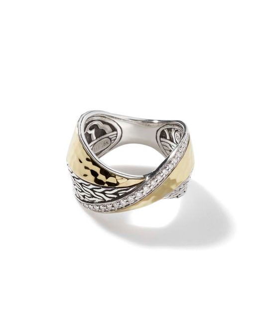 John Hardy Metallic Twisted Pavé Band Ring In Sterling Silver/18k Gold for men