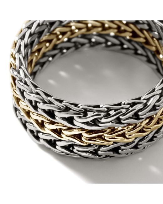 John Hardy Multicolor Rata Chain 9mm Band Ring In Sterling Silver/18k Gold
