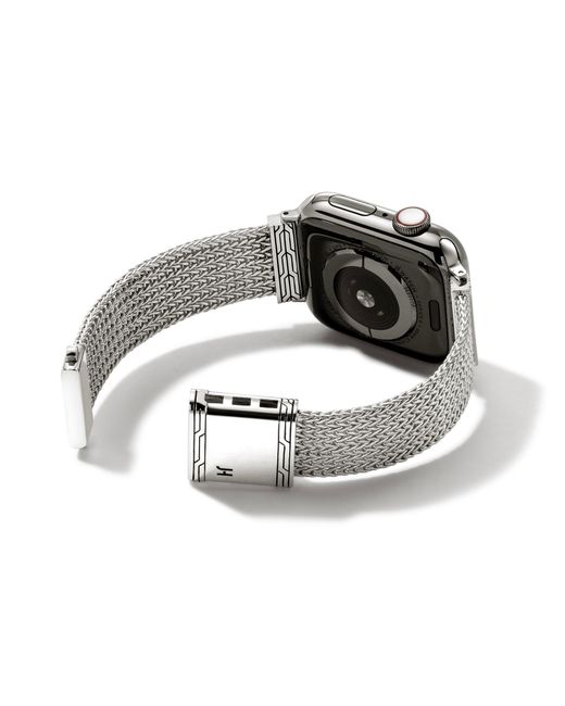 John Hardy Metallic Smart Watch Strap, 18mm In Sterling Silver, Medium