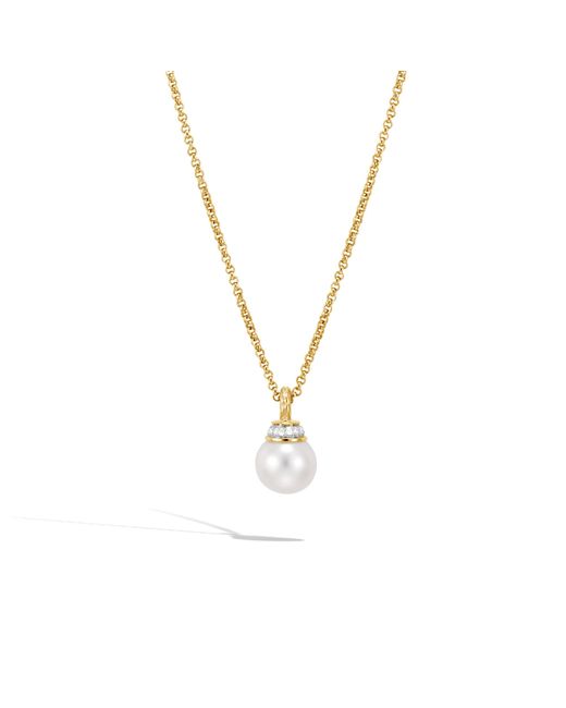 John Hardy Metallic Pearl Pavé Pendant Necklace In 18k Gold