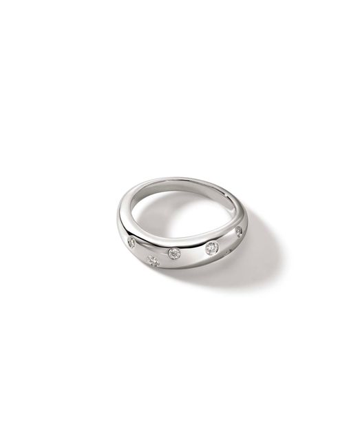 John Hardy Metallic Surf 5.5mm Diamond Band Ring In Sterling Silver for men