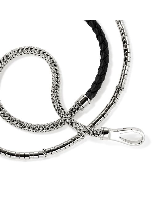 John Hardy Metallic Heishi Chain Wrap Bracelet In Sterling Silver, Black, Large for men