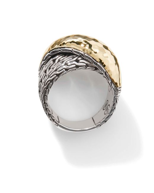 John Hardy Metallic Palu Crossover Ring In Sterling Silver/18k Gold for men