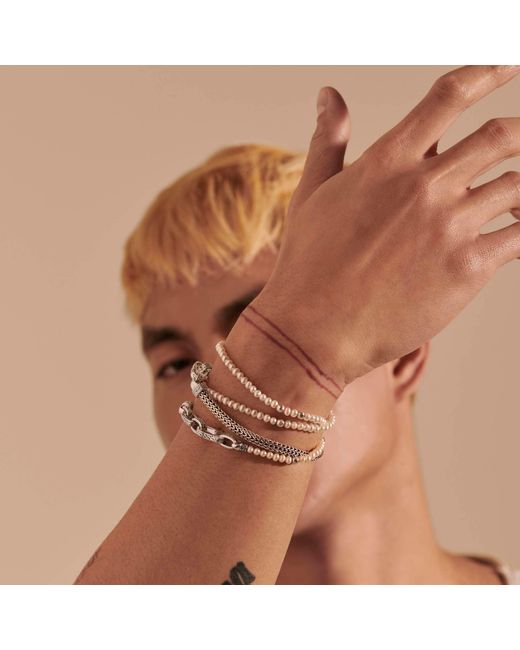 John Hardy Metallic Pearl Chain Convertible Wrap Bracelet In Sterling Silver, Medium for men
