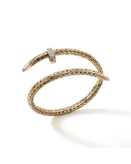 John Hardy Metallic Spear Pavé Flex Cuff Bracelet In 14k Gold for men