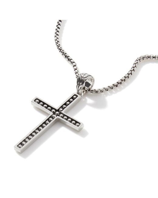 John Hardy Metallic Jawan Cross Pendant Necklace In Sterling Silver for men
