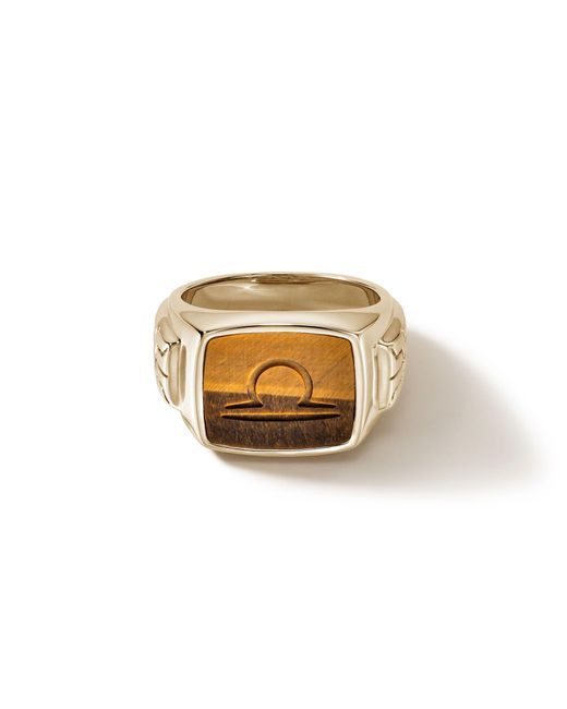 John Hardy Metallic Carved Signet Ring In 14k Yellow Gold for men