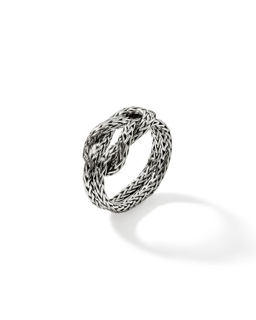 John Hardy White Love Knot Chain Ring In Sterling Silver