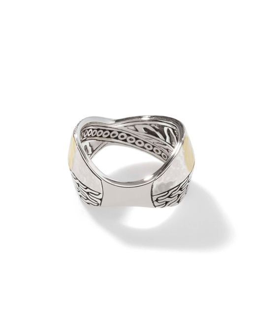 John Hardy Metallic Twisted Pavé Band Ring In Sterling Silver/18k Gold for men