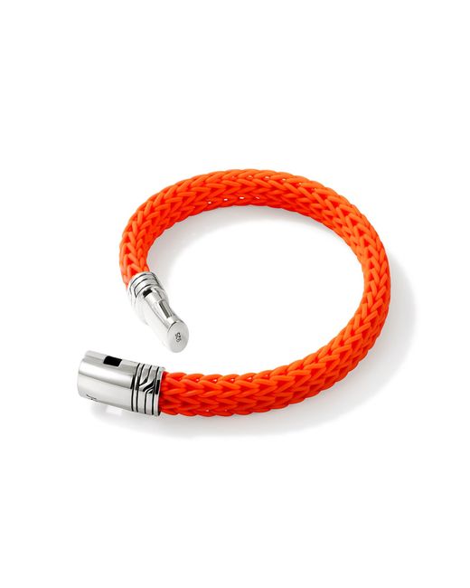 John Hardy Red Pusher Clasp Bracelet, 10mm In Sterling Silver, Orange, Medium for men